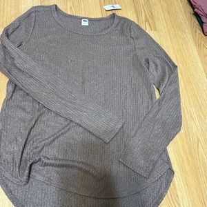 Plush Rib-Knit Long-Sleeve Tee